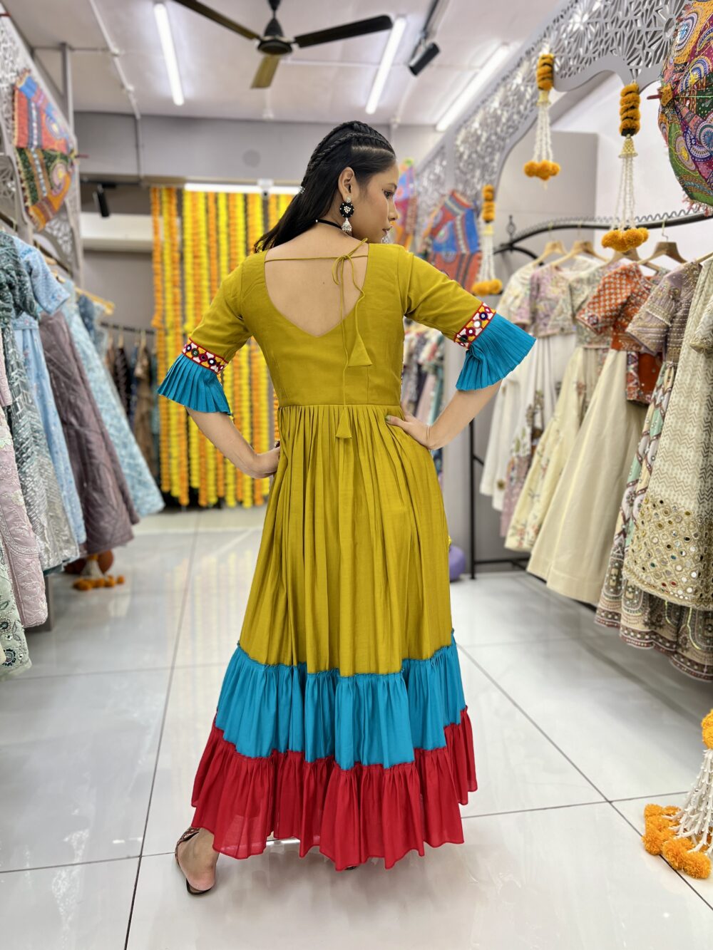 Navratna Gamthi Art Fusion Gown - Image 3