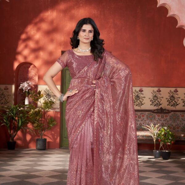 Ziana Designer Sequin Embroidered Saree