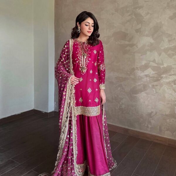 Magenta Heavy Dupatta Suit Set