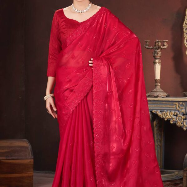 Zarisha Luxe Silk Saree with Delicate Thread Embroidery & Designer Blouse