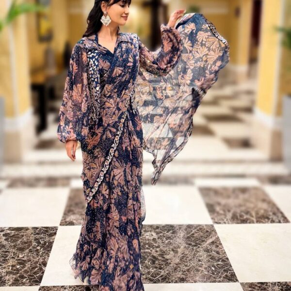 Samaira Soft Bloom Ruffle Saree