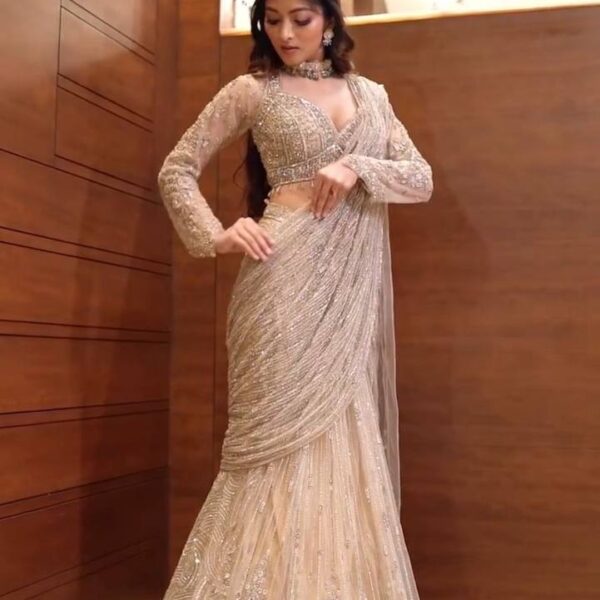Silken Stardust Lehenga Drape